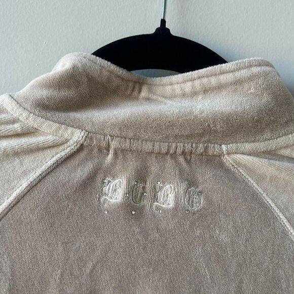 BCBG Y2K Mcbling Tan Velour Zip-up Jacket - Picture 4 of 5